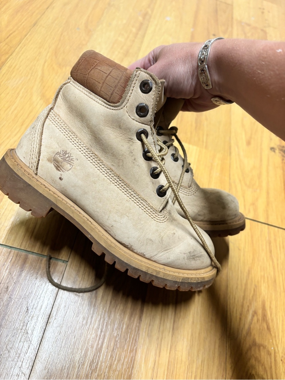 Timberland Kids Tan Nubuck Lace-Up Boots youth 13.5